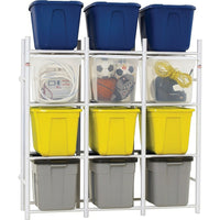 Bin Warehouse 12 Tote Compact Storage System-Ideal for basements, garages, walk in closets and storage rooms