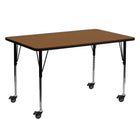 Flash Furniture Mobile 24"W x 60"L Rectangular Oak HP Laminate Activity Table - Standard Height Adjustable Legs-Popular Rectangular Activity Table