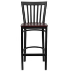 Flash Furniture - Tabouret de bar de la série HERCULES en métal noir à dossier type de maison d'école - siège en bois d'acajou-Ensemble de 2 tabourets de bar en métal pour la salle à manger