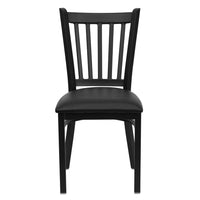 Flash Furniture HERCULES Series Black Vertical Back Metal Restaurant Chair - Black Vinyl Seat-Metal Chair