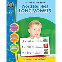 eBook: Word Families - Long Vowels (PDF version - 1-User Download) - ISBN 978-1-55319-403-3 - Grade K - 1-You will receive two emails: one confirming your entire order, and one with a "Download Software" buttonYou can download immediately or return to your email to download later
