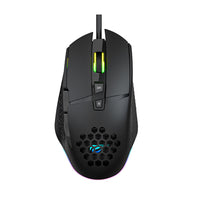 Havit Wired RGB Backlit 3200DPI Honeycomb Design 7 Buttons Gaming Mouse - Black-7 buttons