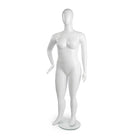 Can-Bramar RPPF-1 Plus Size Female Abstract Fibreglass Mannequin - Glass Base - Glossy White-Removable arms, hands, one leg and the torso at the hip