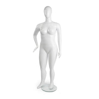 Can-Bramar RPPF-1 Plus Size Female Abstract Fibreglass Mannequin - Glass Base - Glossy White-Removable arms, hands, one leg and the torso at the hip
