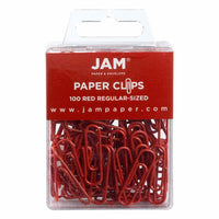 JAM Paper Colored Standard 1" Paper Clips - Red - 3 Packs of 100-Color: Red
