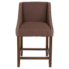 Flash Furniture Carmel 24" High Transitional Walnut Counter Height Stool with Accent Nail Trim in Brown Fabric-Set of 2 Transitional Style Stools