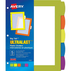 Avery Big Tab UltraLast Plastic Dividers - 5 Tabs - 8.5" x 11" - Multicolour-Customize tabs with free, easy-to-use Design and Print Online Software