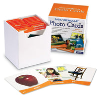 Learning Resources Basic Vocabulary Photo Card Set, Grade PreK - 2 (LER6080)-Each 3-1/2" write-on/wipe-off card features a photograph and word(s) on one side