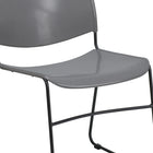 Flash Furniture HERCULES Series Grey Ultra-Compact Stack Chair with Black Powder Coated Frame-No-Fade Infused Polypropylene Material