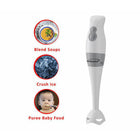 Brentwood Hand Blender & Food Processor with Balloon Whisk - White-Ergonomic Handle
