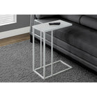 Monarch Specialties 3037 Accent Table - White Metal With Frosted Tempered Glass-Chic rectangular frosted white tempered glass top