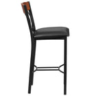 Flash Furniture Eclipse Series Vertical Back Black Metal & Cherry Wood Restaurant Barstool with Black Vinyl Seat-Cherry Wood Vertical Slat Back Design