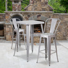 Flash Furniture Commercial Grade 30" High Silver Metal Indoor-Outdoor Barstool with Back-Lightweight Design