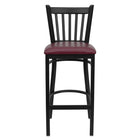 Flash Furniture HERCULES Series Black Vertical Back Metal Restaurant Barstool - Burgundy Vinyl Seat-Metal Barstool