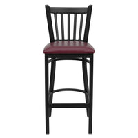 Flash Furniture HERCULES Series Black Vertical Back Metal Restaurant Barstool - Burgundy Vinyl Seat-Metal Barstool