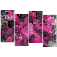Designart Pink Flower Petals 4-Panel Canvas Art Print, (PT3406-4-271)-Print