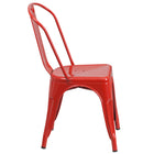 Flash Furniture Commercial Grade Metal Indoor-Outdoor Stackable Chair - Red-Curved Back with Vertical Slat