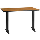 Flash Furniture 30" x 48" Rectangular Natural Laminate Table Top with 5" x 22" Table Height Bases-Hospitality Table