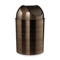 Umbra Mezzo Can, Bronze-Decorative polypropylene brushed metal finish or printed wood grain on exterior of base and flipper