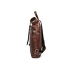 Tolredo Leather Backpack - Top-Roll - Walnut-Two external pockets; a front buckle closure pocket for documents and a back zippered pocket for iPad, mobile and other essentials