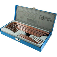 Gray Tools 13 Piece Metric, Long Arm Ball S2 Hex Key Set, 1.5mm-17mm-Contains Sizes: 1.5, 2, 2.5, 3, 4, 5, 5.5, 6, 8, 10, 12, 14, 17mm.