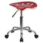 Flash Furniture Vibrant Wine Tractor Seat & Chrome Stool - Red-Wine Red Finish