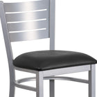 Flash Furniture HERCULES Series Silver Slat Back Metal Restaurant Barstool - Black Vinyl Seat - 2 Pack-Welded Joint Assembly