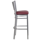 Flash Furniture HERCULES Series Silver Slat Back Metal Restaurant Barstool - Burgundy Vinyl Seat-Slat Back Design