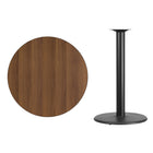 Flash Furniture 36'' Round Laminate Table Top, Walnut with 24'' Round Bar-Height Table Base (XURD36WATR24B)-Walnut Laminate Top