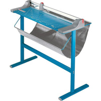 Dahle 446S 37-3/4" Premium Rotary Trimmer with Stand, Large Format-Blade is encased in a protective housing for safety