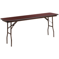Flash Furniture 18" x 72" Rectangular Mahogany Melamine Laminate Folding Training Table-Ready To Use Commercial Table