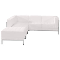 Flash Furniture HERCULES Imagination Series Melrose LeatherSoft Sectional Configuration - 3 Pieces - White-Contemporary Reception Set