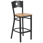 Flash Furniture – Tabouret bistro HERCULES en métal, dossier ajouré, noir, siège bois naturel (XUDG620CIRBNATW)-Tabouret de bar en métal pour la salle à manger