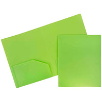 JAM Paper Plastic Heavy Duty Two Pocket Folders, Lime Green, 12 Pack (383Hlidg)-Lime green