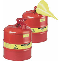 Justrite Type I Safety Cans without Funnel, 1 Qt, 4 5/8" x 8 1/4", Red-Compliant Type I Safety Cans are designed with a single spout for filling and pouring of all types of flammable liquids