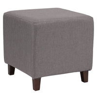 Flash Furniture Ascalon Upholstered Ottoman Pouf - Light Grey Fabric-Contemporary Style