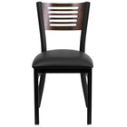 Flash Furniture HERCULES Series Black Slat Back Metal Restaurant Chair - Walnut Wood Back, Black Vinyl Seat-Metal Chair