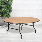 Flash Furniture 72" Round Wood Folding Banquet Table with Clear Coated Finished Top-Black T-Mold Edge Band