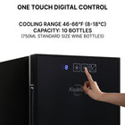 Koolatron 10 Bottle Wine Cooler, 1 cu. ft. (28L) Freestanding Thermoelectric Wine Fridge - Black-UV protective mirrored glass door