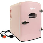 Koolatron Retro Portable 6 Can Thermoelectric Mini Fridge Cooler - 4 L / 4.2 qts - Pink-Lightweight, compact portable cooler with a removable shelf has a 4.2 quart (4 L) capacity
