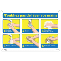 Zenith Pictogram Sign - N'oubliez pas de lavez vos mains - 14" x 20" - Plastic - 4 Pack-N'oubliez pas de lavez vos main