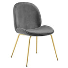 Plata Import Velvet Dining Chair with Gold Legs - Grey-Dining chair
