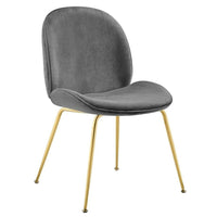 Plata Import Velvet Dining Chair with Gold Legs - Grey-Dining chair