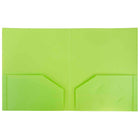 JAM Paper Plastic Heavy Duty Two Pocket Folders, Lime Green, 12 Pack (383Hlidg)-Size: 9" x 12"