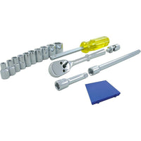 Gray Tools 15 Piece 1/4" Drive, 6 Point SAE Standard, Chrome Socket & Attachment Set-Contains: 3/16", 7/32", 1/4", 9/32", 5/16", 11/32", 3/8", 7/16", 1/2", 9/16" sockets, Reversible Ratchet, U-Joint, 2" & 6" Extensions & Hand Driver.