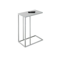 Monarch Specialties 3037 Accent Table - White Metal With Frosted Tempered Glass-Can be used as an accent or snack table