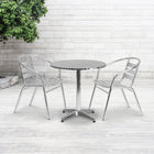 Flash Furniture 27.5" Round Aluminum Indoor-Outdoor Table Set with 2 Slat Back Chairs-Set Includes Table and 2 Chairs