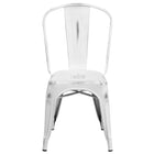 Flash Furniture Commercial Grade Distressed Metal Indoor-Outdoor Stackable Chair - White-Set of 4 Stackable Bistro Style Chairs
