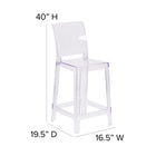 Flash Furniture Ghost Counter Stool with Square Back - Transparent Crystal-Designed for Commercial Use