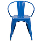 Flash Furniture Chaise pour intérieur / extérieur en métal bleu avec appuis-bras-Ensemble de 4 chaises empilables de style bistro